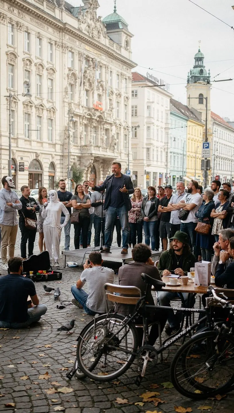 Ein Leser, der in einem Park in Wien über ein klassisches philosophisches Werk nachdenkt.