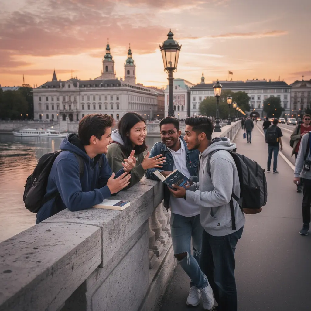 Ein Zitat aus einem berГјhmten Philosophen an einer Wand in einem Wiener Kulturzentrum.