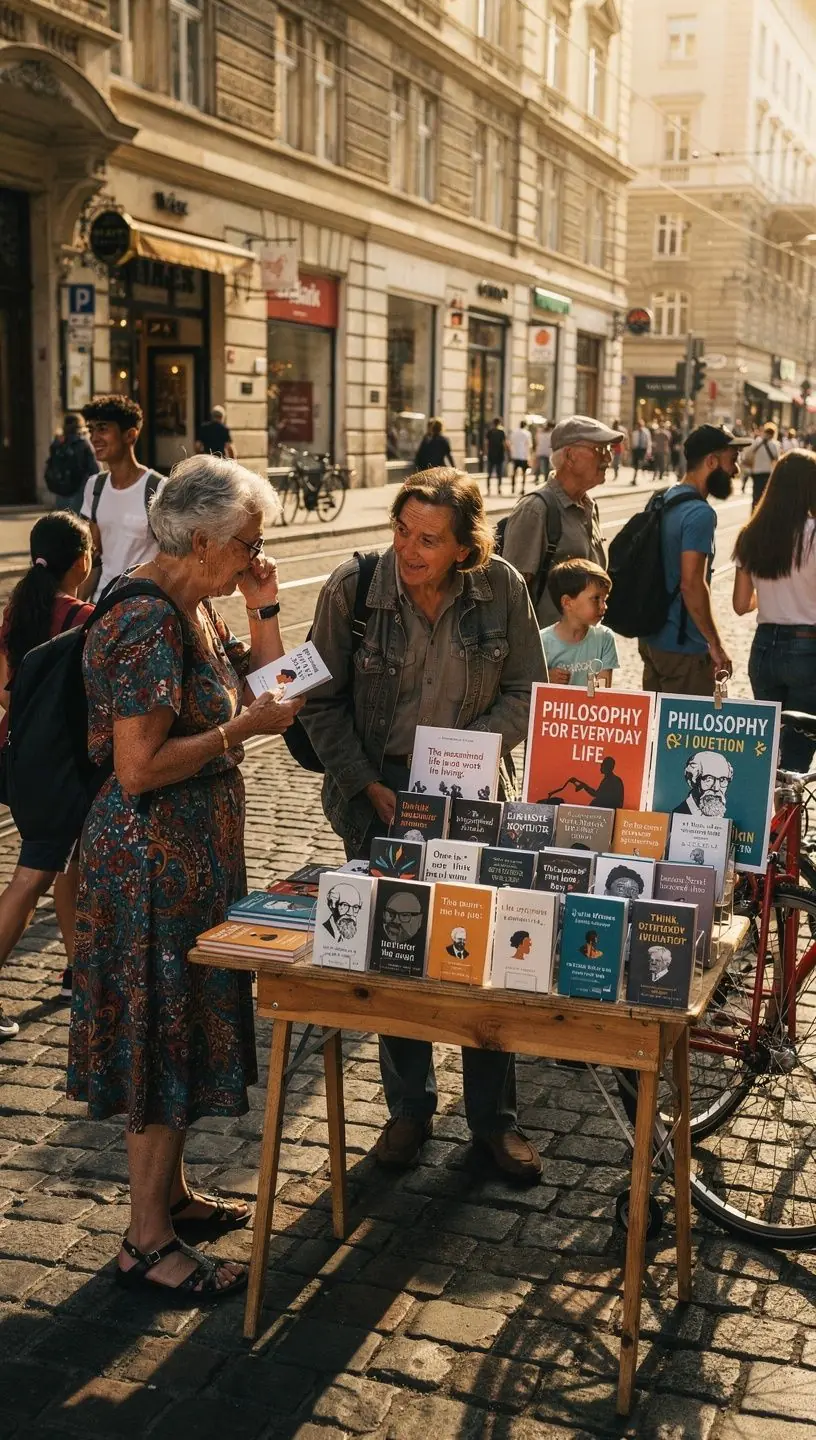 Ein gemütlicher Leseplatz mit einer Tasse Kaffee und einem offenen Buch über Ethik.