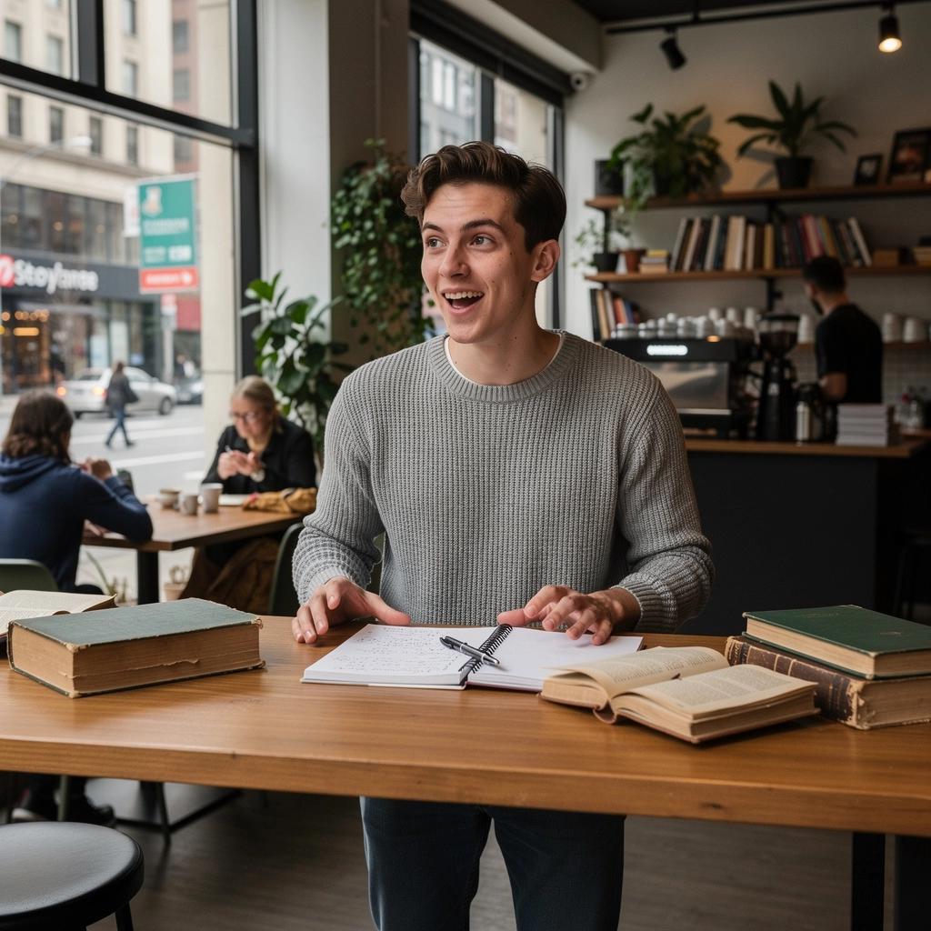 Ein modernes Buchcover eines zeitgenössischen Philosophen in einem Schaufenster.